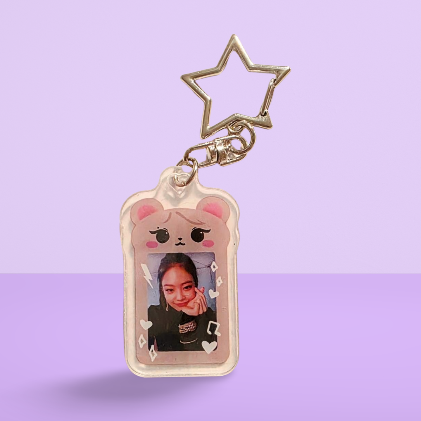 Acrylic Keychain- Black/Pink Photo Card Holder Inspired Small Sized