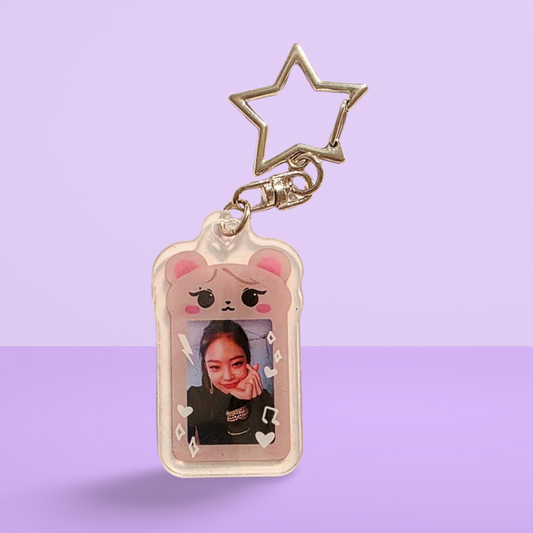 Acrylic Keychain- Black/Pink Photo Card Holder Inspired Small Sized