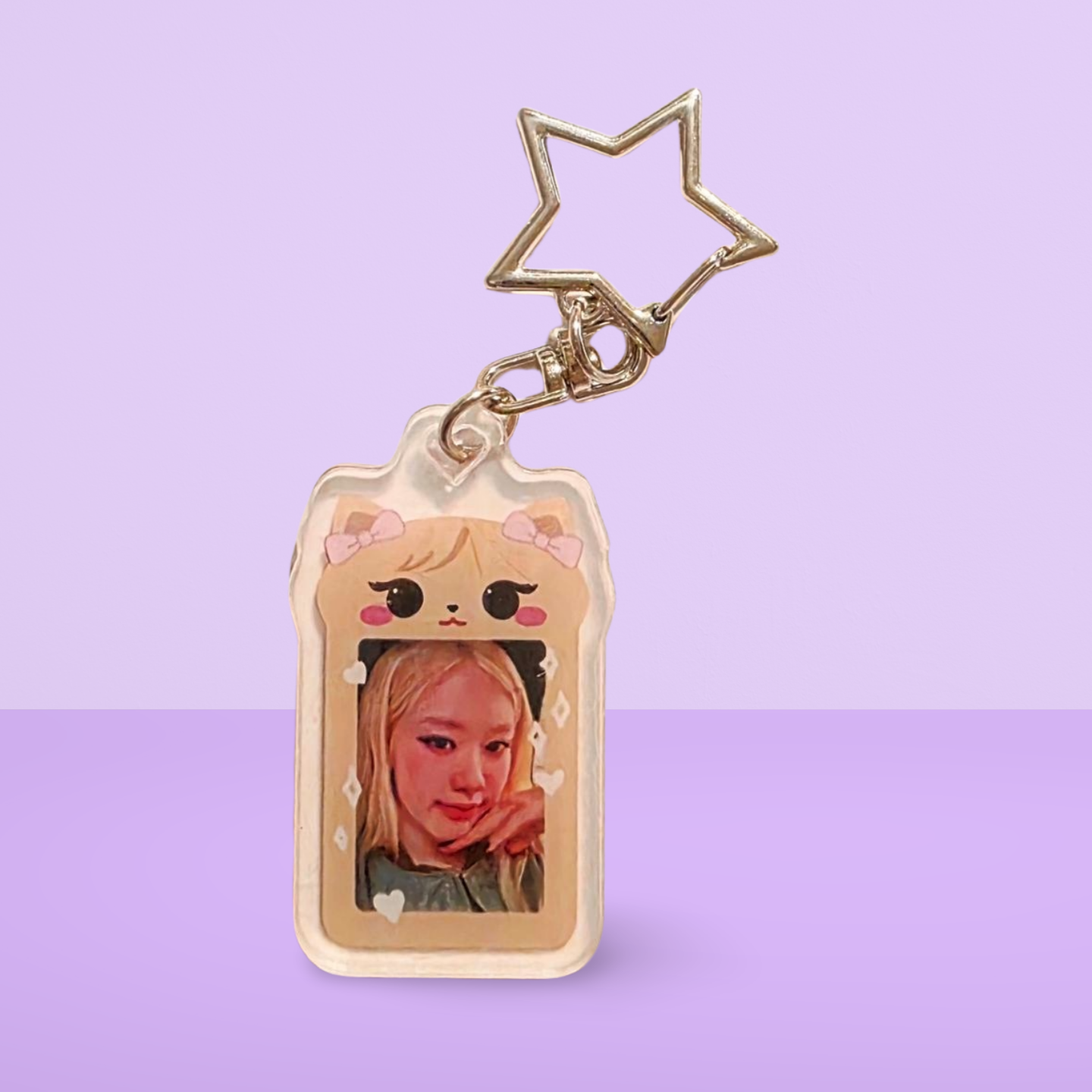 Acrylic Keychain- Black/Pink Photo Card Holder Inspired Small Sized