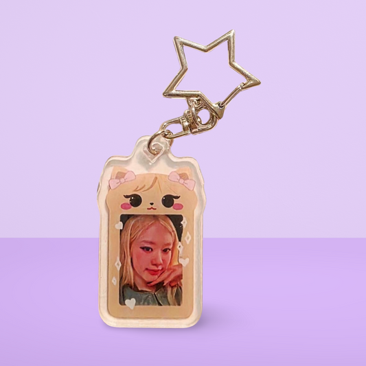 Acrylic Keychain- Black/Pink Photo Card Holder Inspired Small Sized